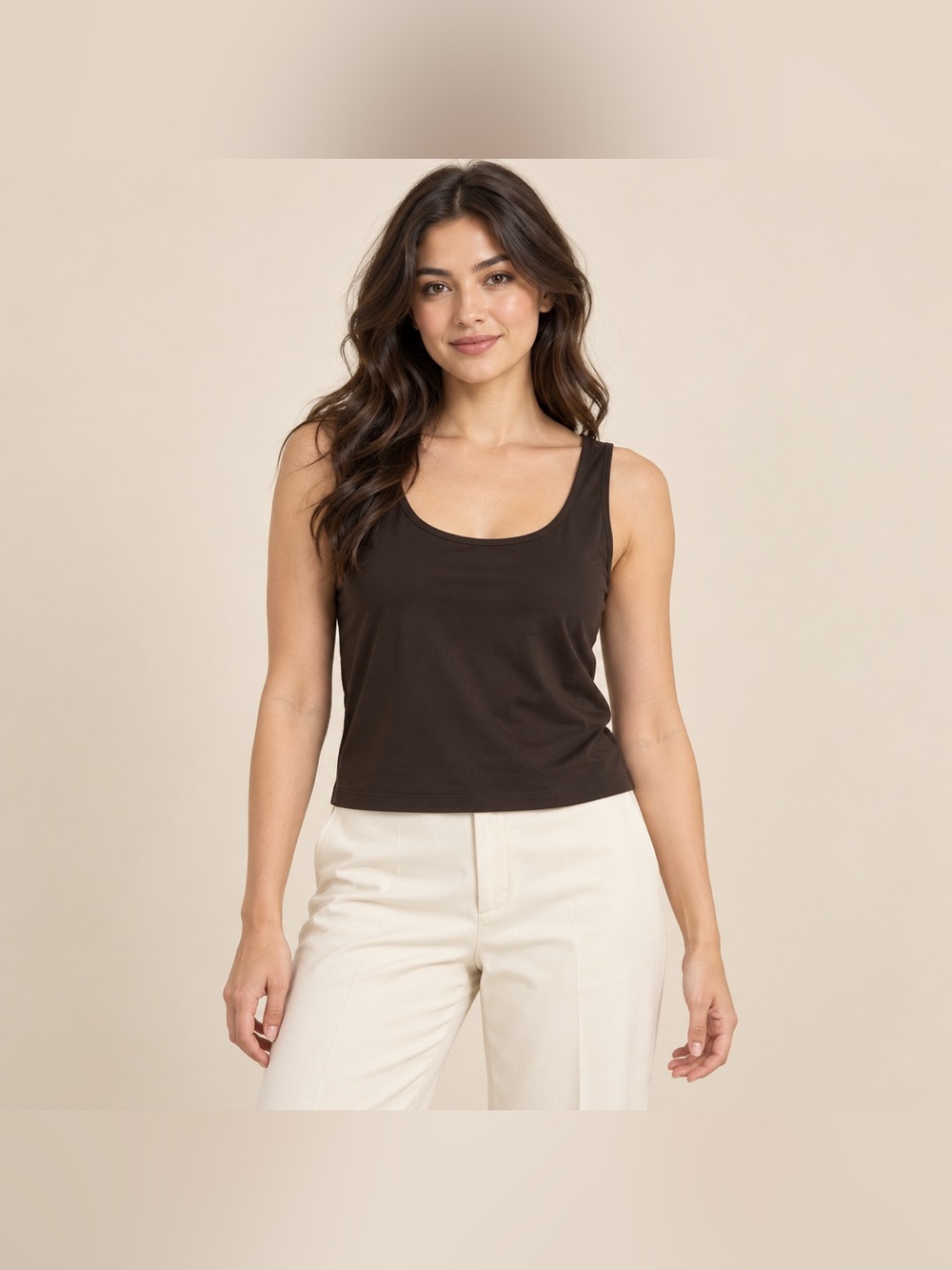 NWT Chico’s Women’s Size 2 Brown Stretch Microfiber Layering Tank Top